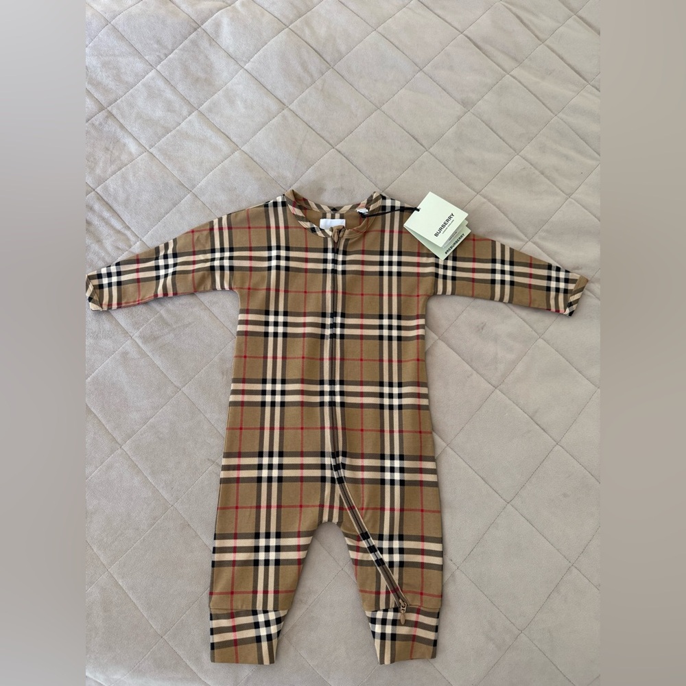 Burberry Kids Checkered Jumpsuit - Beige and Brown